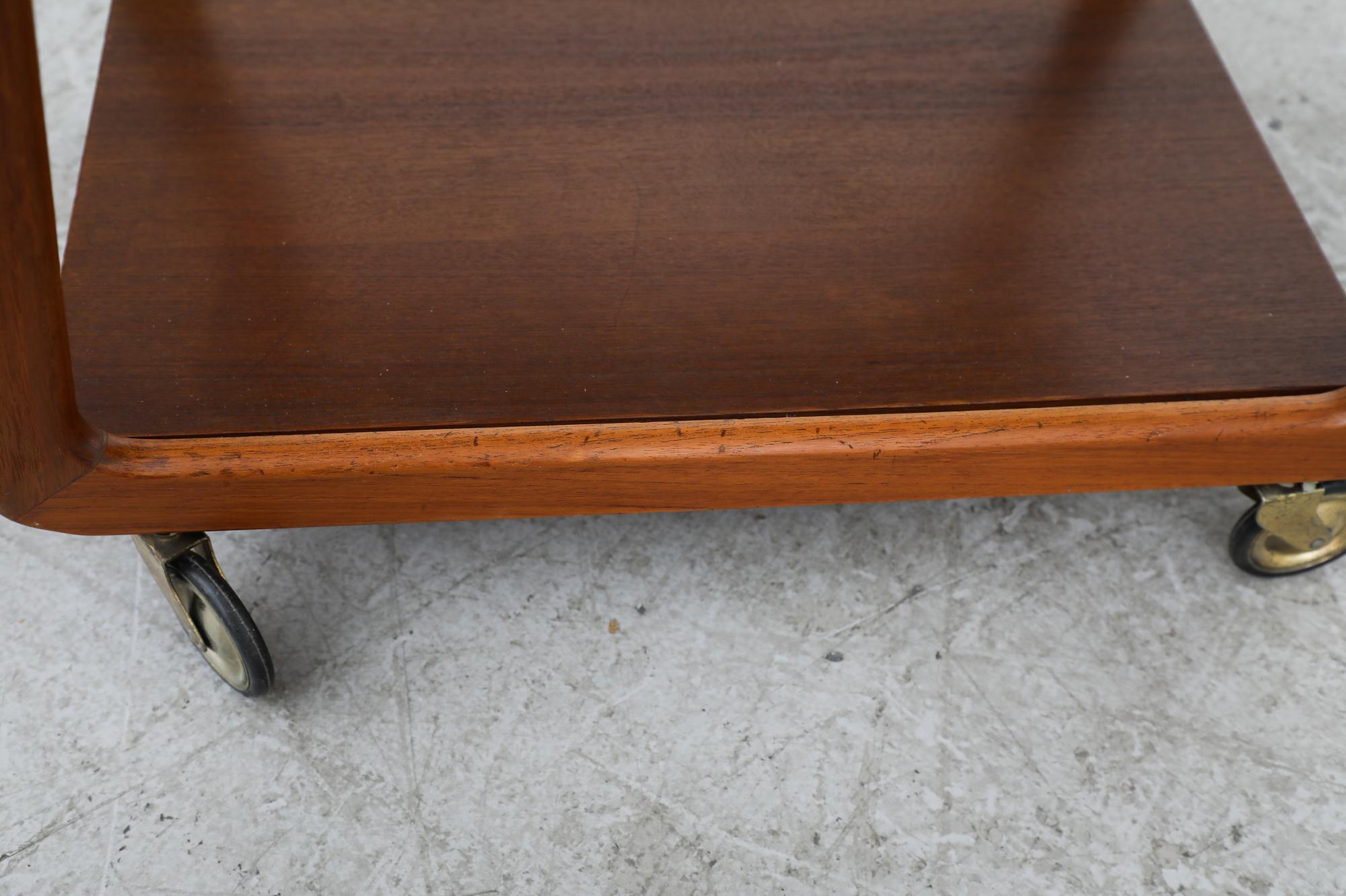 Mid-Century, Danish Teak Rolling Side Table 11