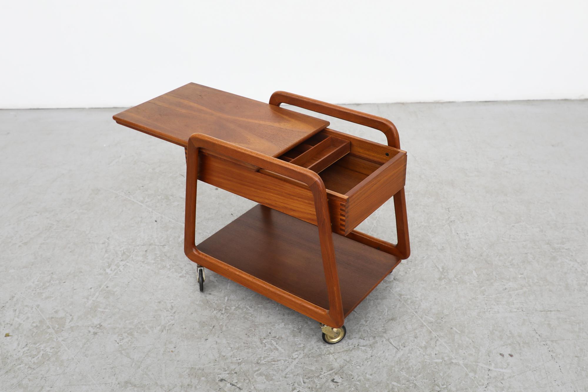 Mid-Century, Danish Teak Rolling Side Table 1