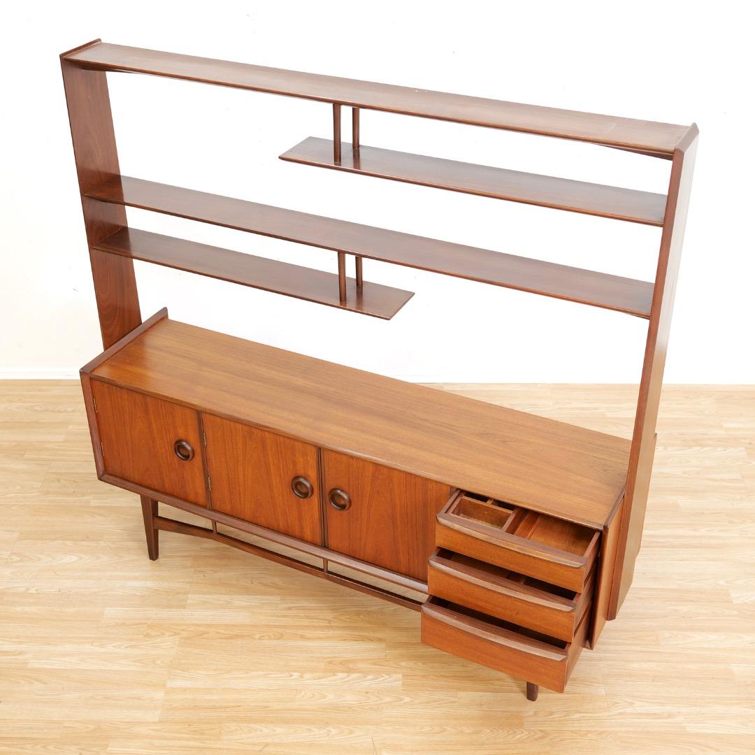 Teak Libreria credenza divisoria in teak danese del metà del secolo scorso in vendita