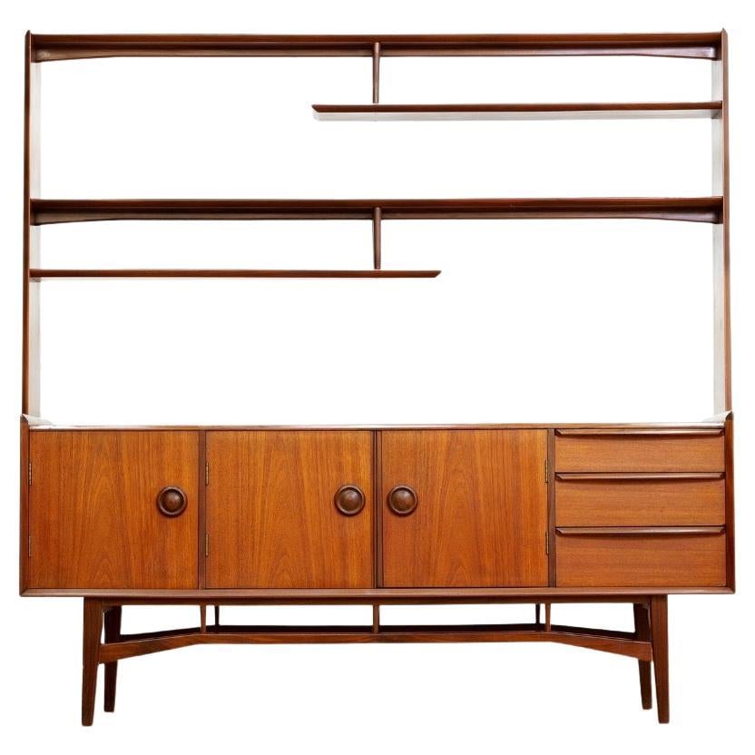 Libreria credenza divisoria in teak danese del metà del secolo scorso in vendita