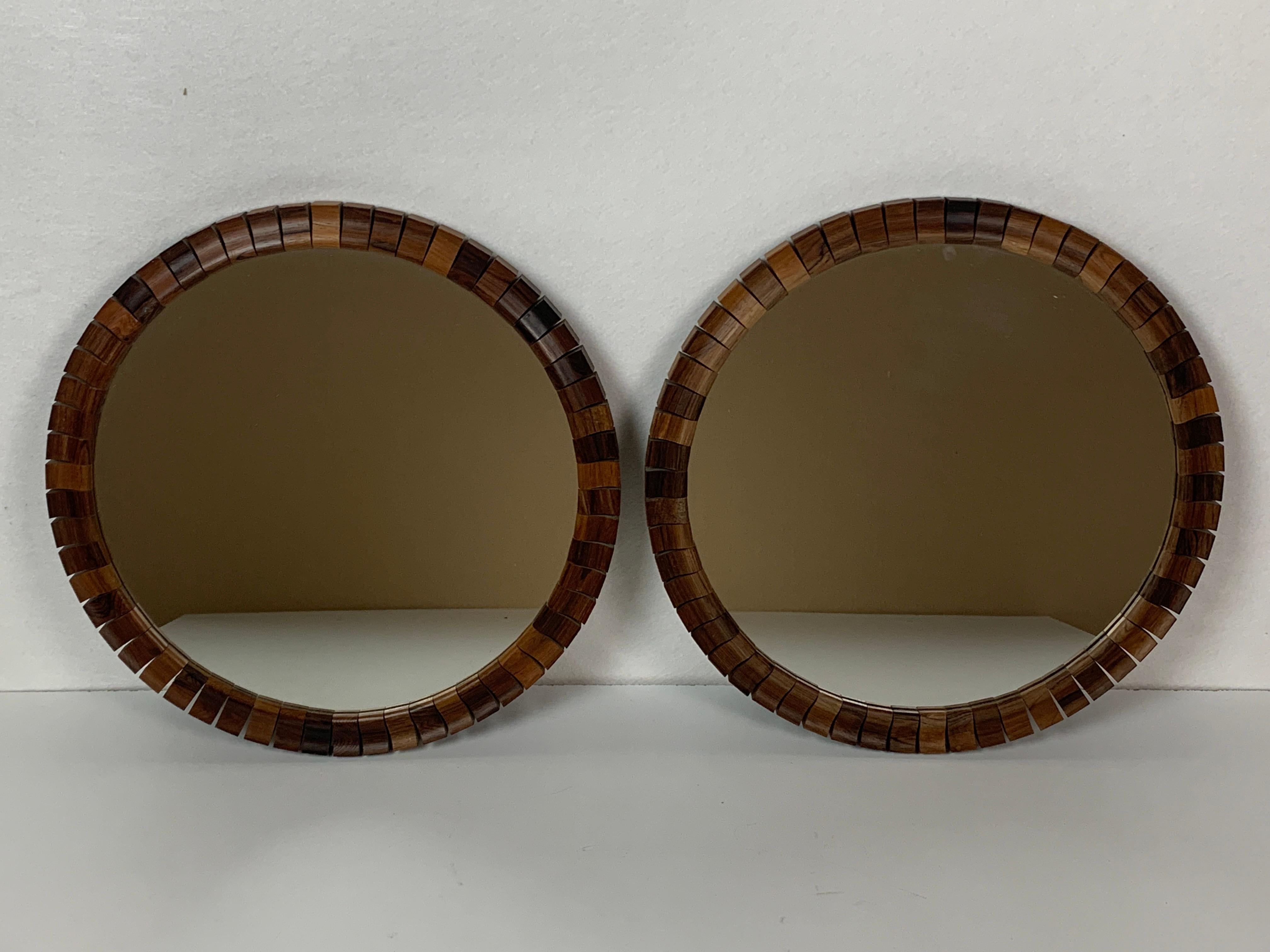 Mid-Century Modern Mid-Century Danish Teak Rosewood Cube Mirrors, 1960s, Set of 2