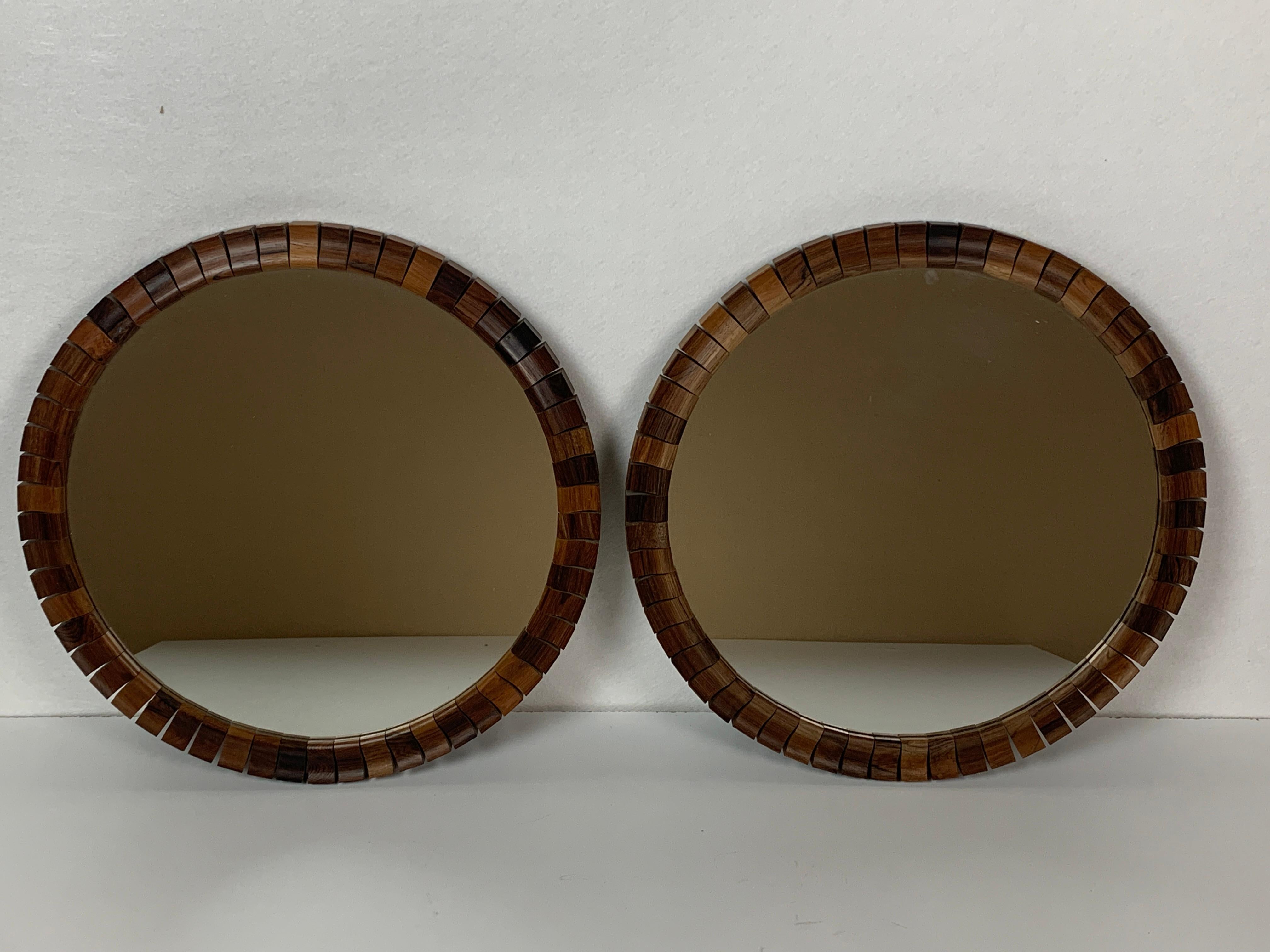 Mid-Century Danish Teak Rosewood Cube Mirrors, 1960s, Set of 2 In Good Condition In Zaandam, NL