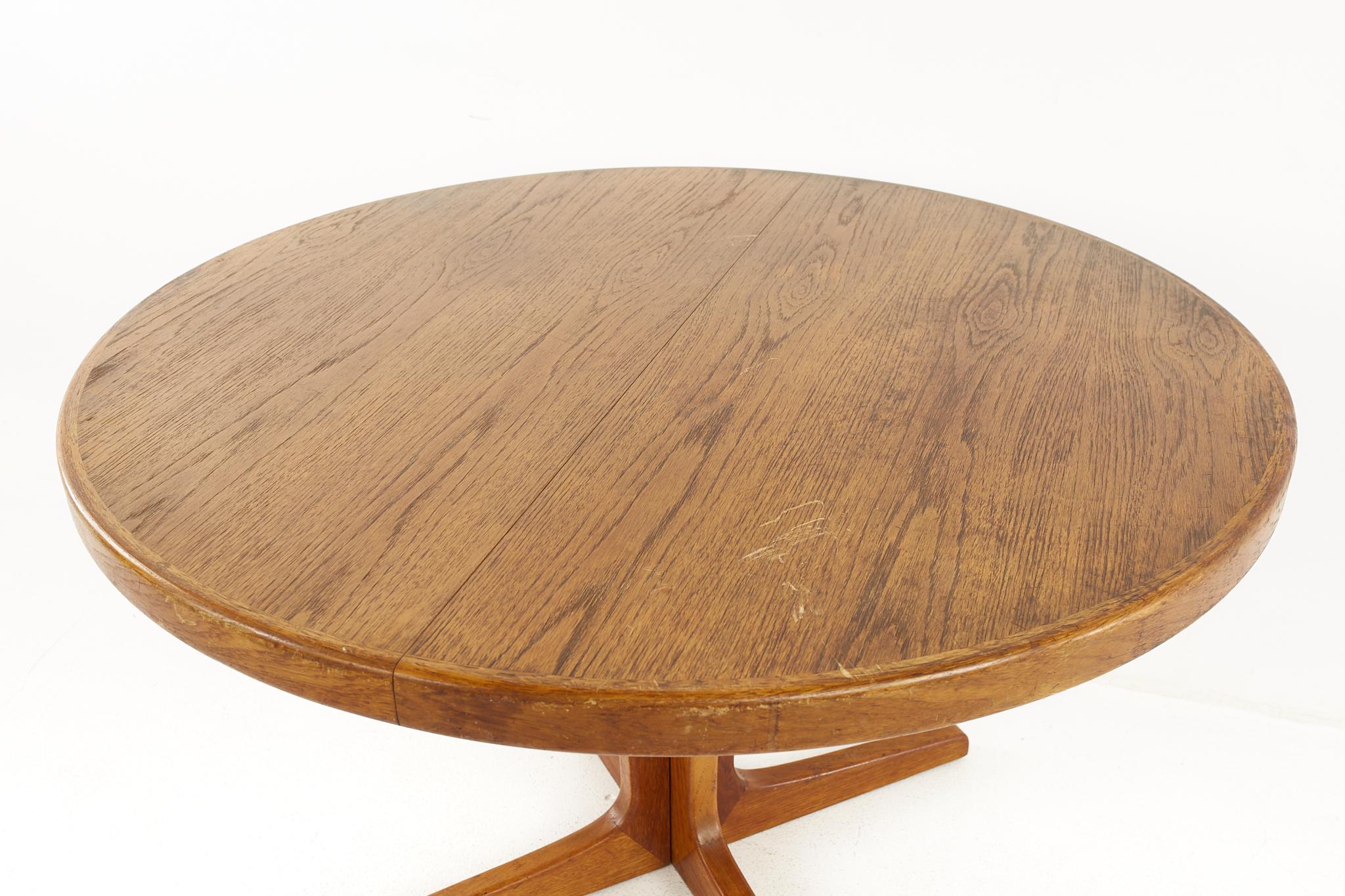 American Mid Century Danish Teak Round Oval Expanding Dining Table