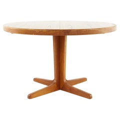 Mid Century Danish Teak Round Oval Expanding Dining Table