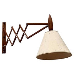 Vintage Mid-Century Danish Teak Scissor Wall Lamp from Le Klint