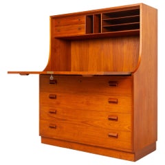 Vintage Midcentury Danish Teak Secretaire by Børge Mogensen for Søborg Møbler, 1950s