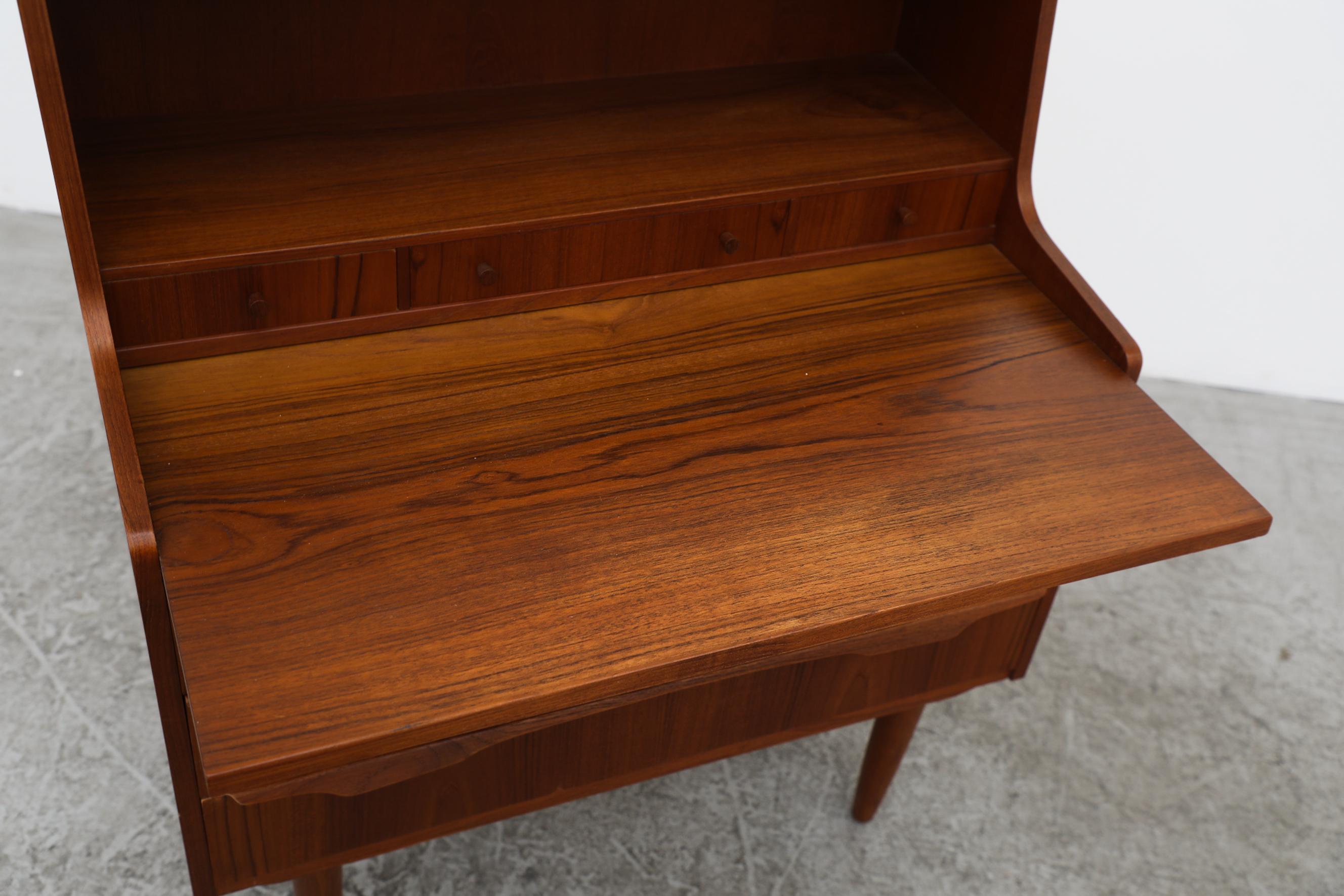 Mid-Century Danish Teak Secretaire w/ Tapered Legs, Pull Out Desk, and Storage 6