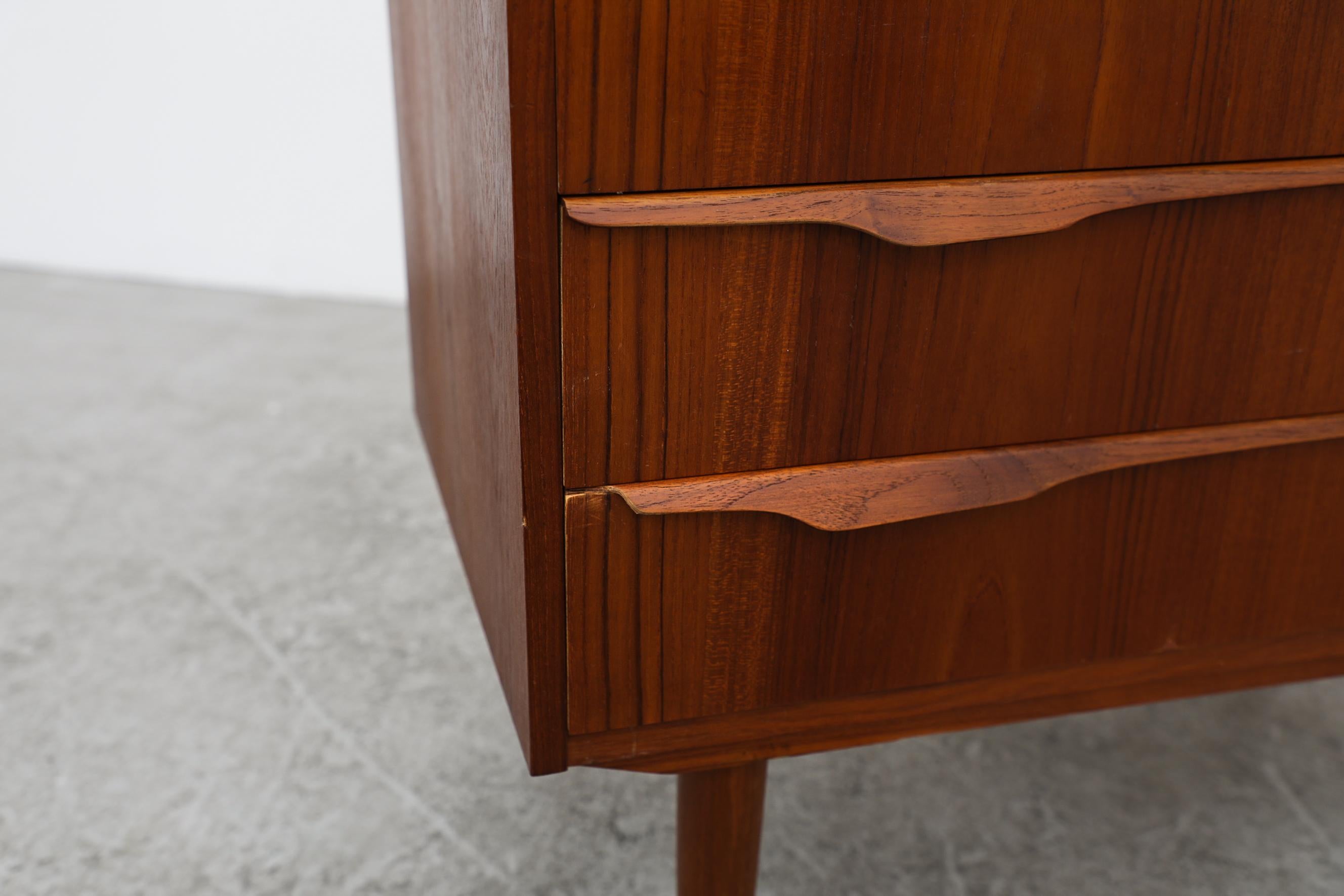 Mid-Century Danish Teak Secretaire w/ Tapered Legs, Pull Out Desk, and Storage For Sale 8