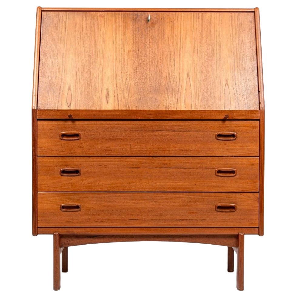 Mid Century Danish Teak Secretary Desk with Dropdown Front by BPS