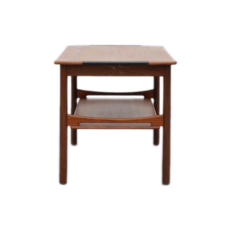 Mid-Century Danish Teak Serving Side Table with Wrapped Handles