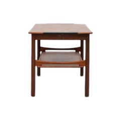 Mid-Century Danish Teak Serving Side Table with Wrapped Handles