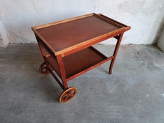 Midcentury Danish Teak Serving Trolley with Wheels