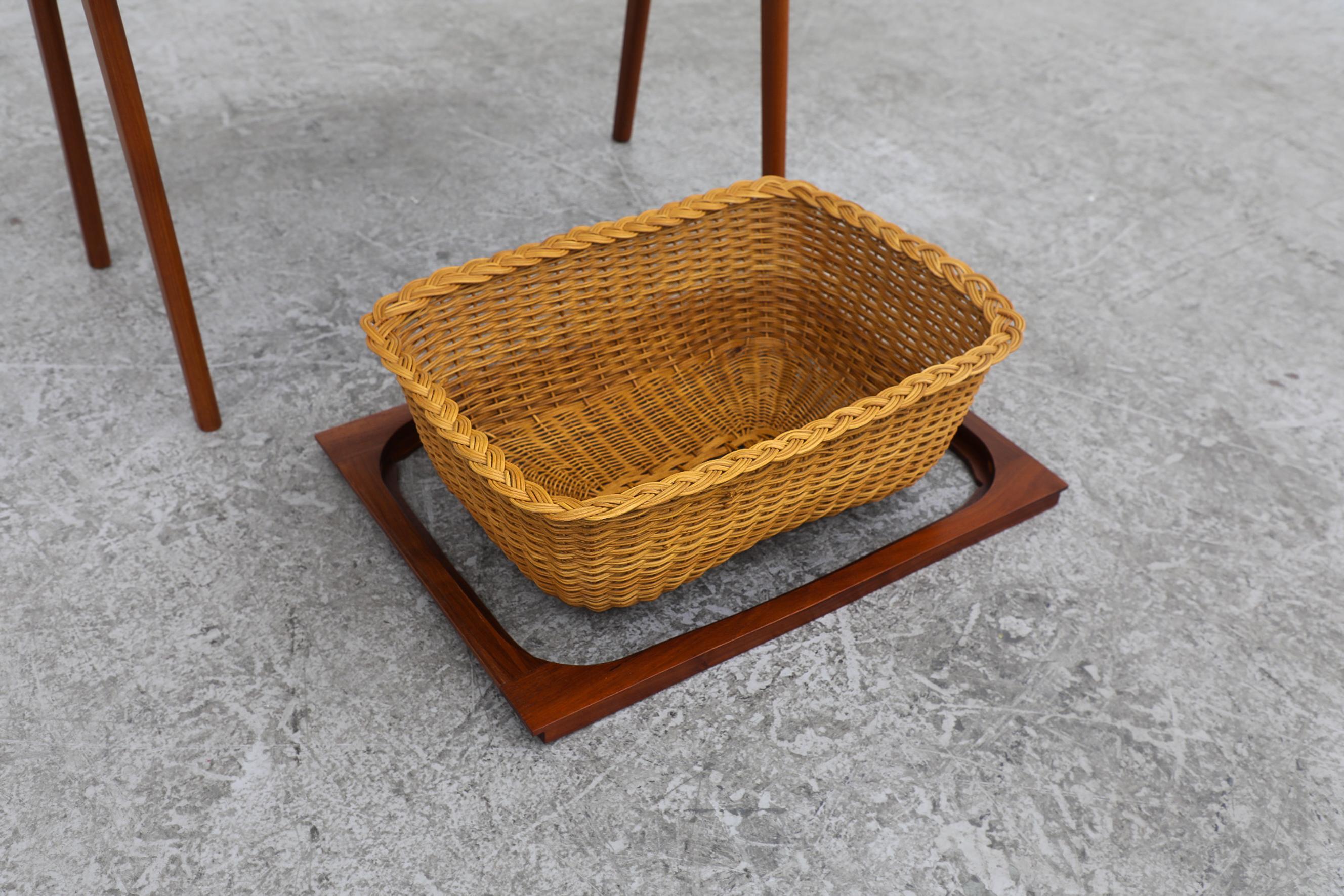 Mid-Century Danish Teak Sewing Box with Compartmented Drawer & Slide Out Basket For Sale 9