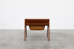 Mid-Century Danish Teak Sewing Box with Compartmented Drawer & Slide Out Basket