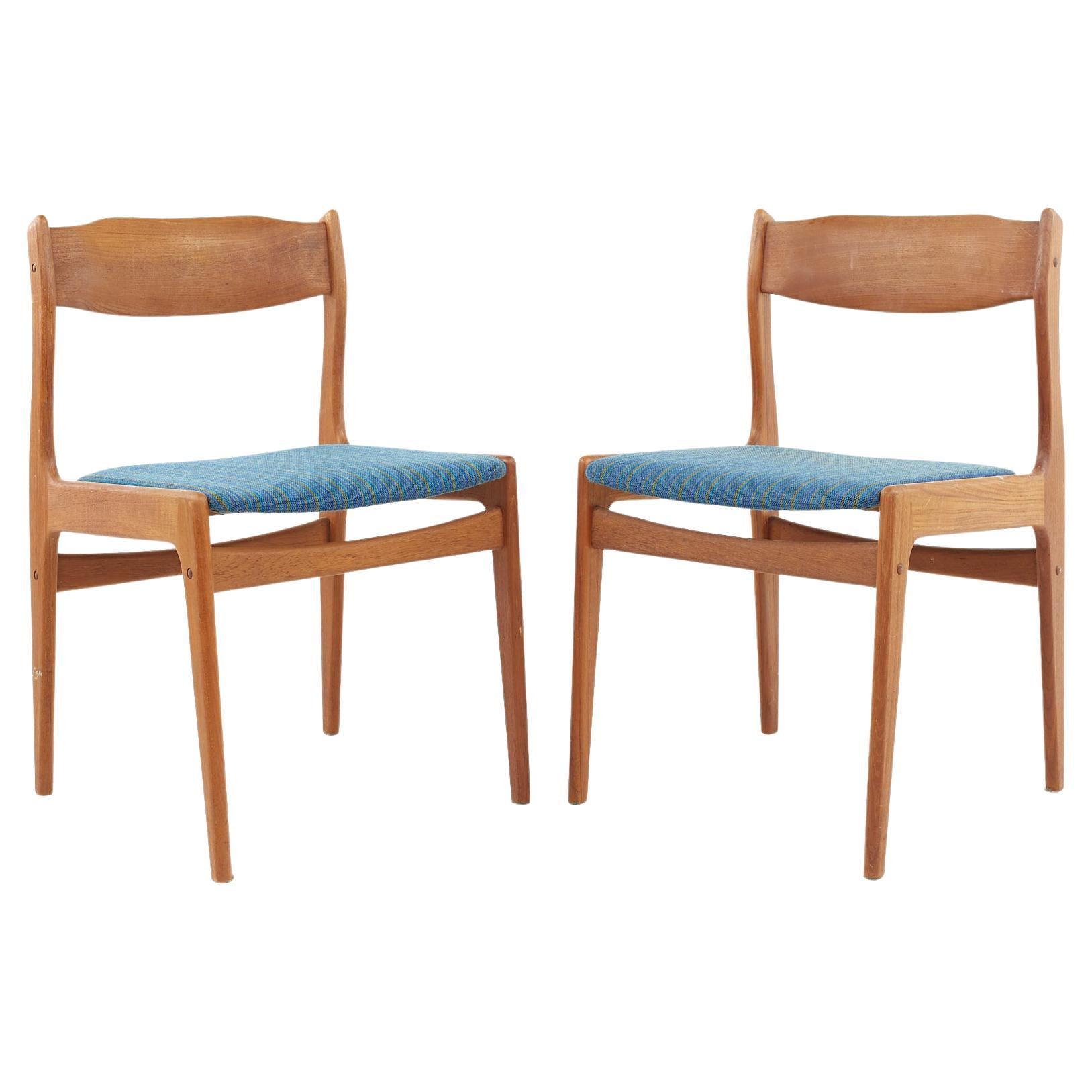 Mid Century Danish Teak Side Chairs, a Pair