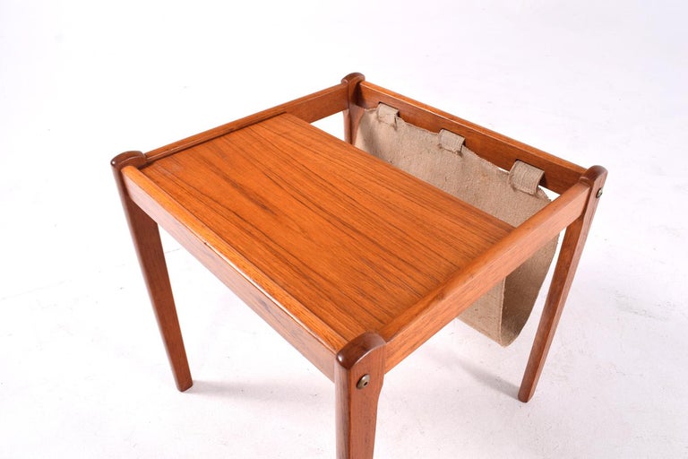 Mid Century Danish Teak Side Table and Magazine Rack, 1960s at 1stDibs