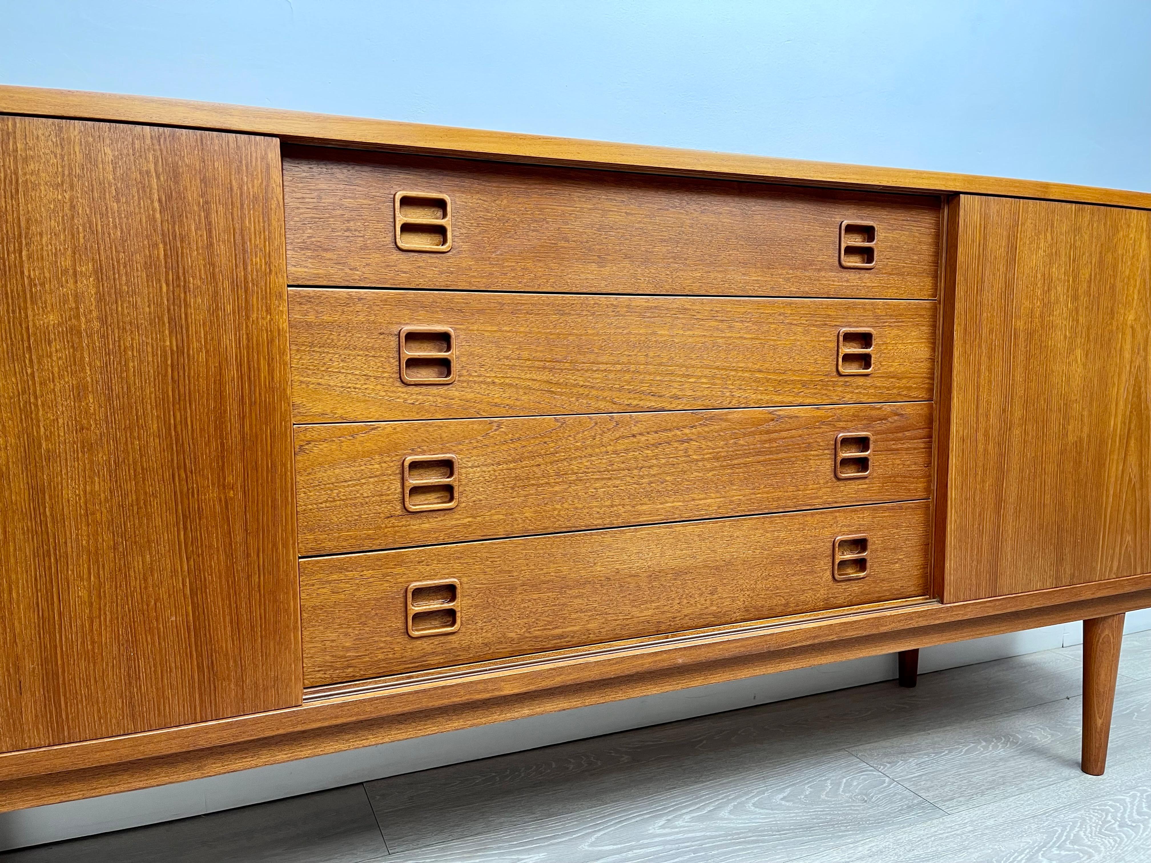Lacquered Mid Century Danish Teak Sideboard  For Sale