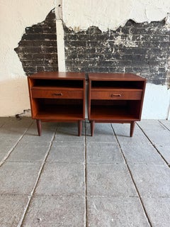 Mid Century Danish teak single drawer nightstands by Arne Vodder for Falster