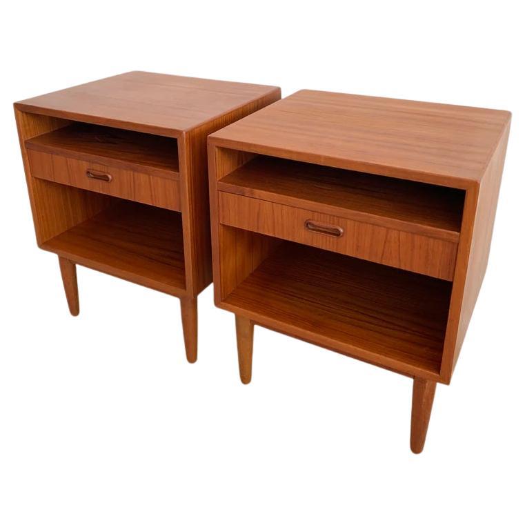 Mid-Century Modern mid century Danish teak single drawer nightstands by Arne Vodder for Falster