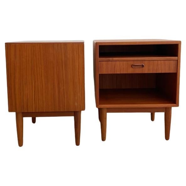 Woodwork mid century Danish teak single drawer nightstands by Arne Vodder for Falster