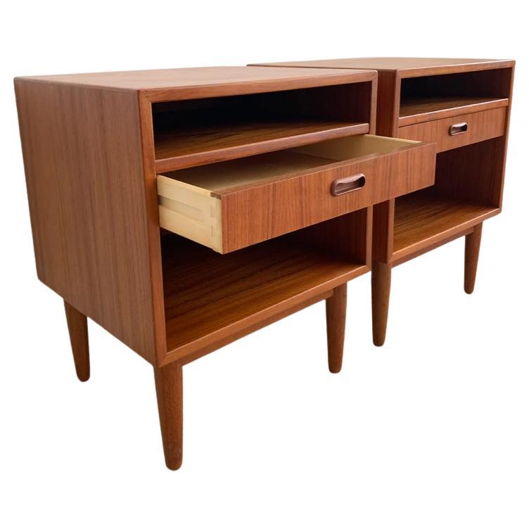 mid century Danish teak single drawer nightstands by Arne Vodder for Falster In Good Condition In BROOKLYN, NY