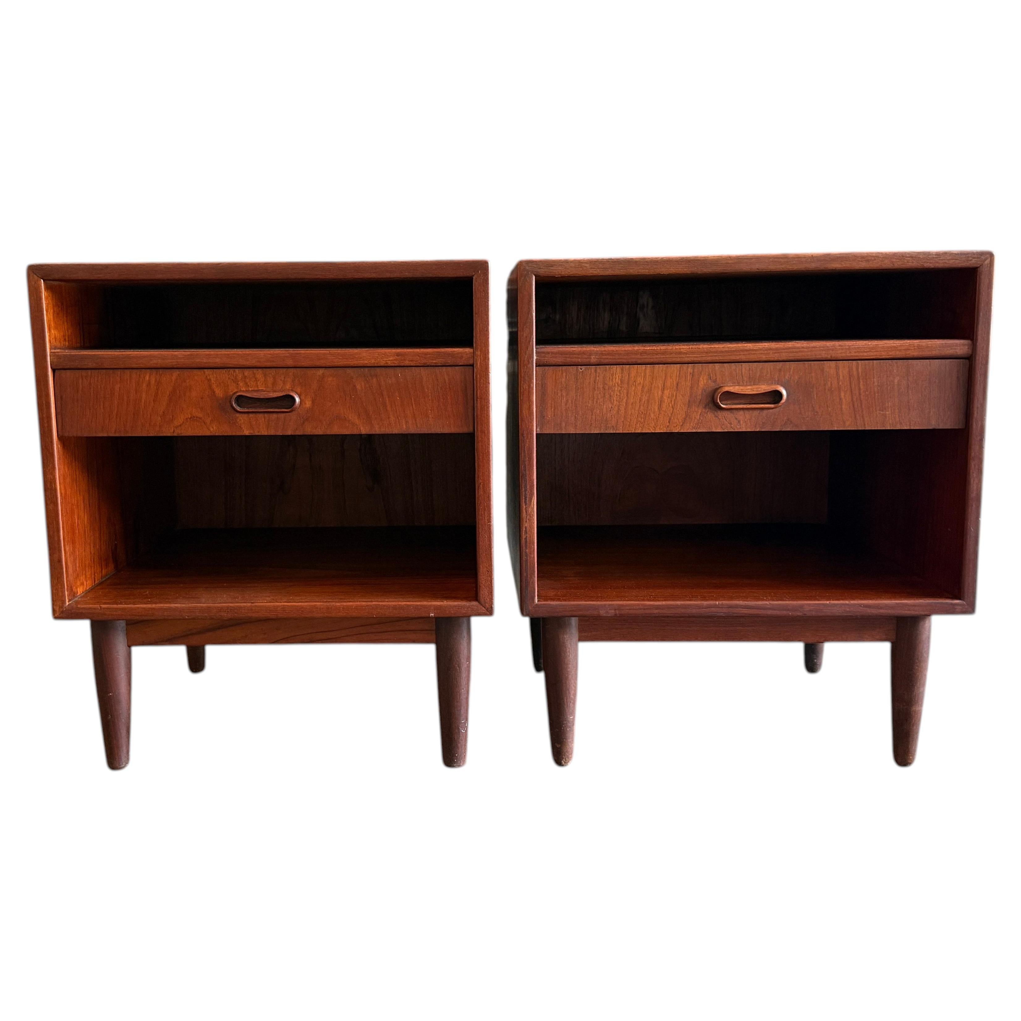Mid Century Danish teak single drawer nightstands by Arne Vodder for Falster