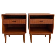 mid century Danish teak single drawer nightstands by Arne Vodder for Falster