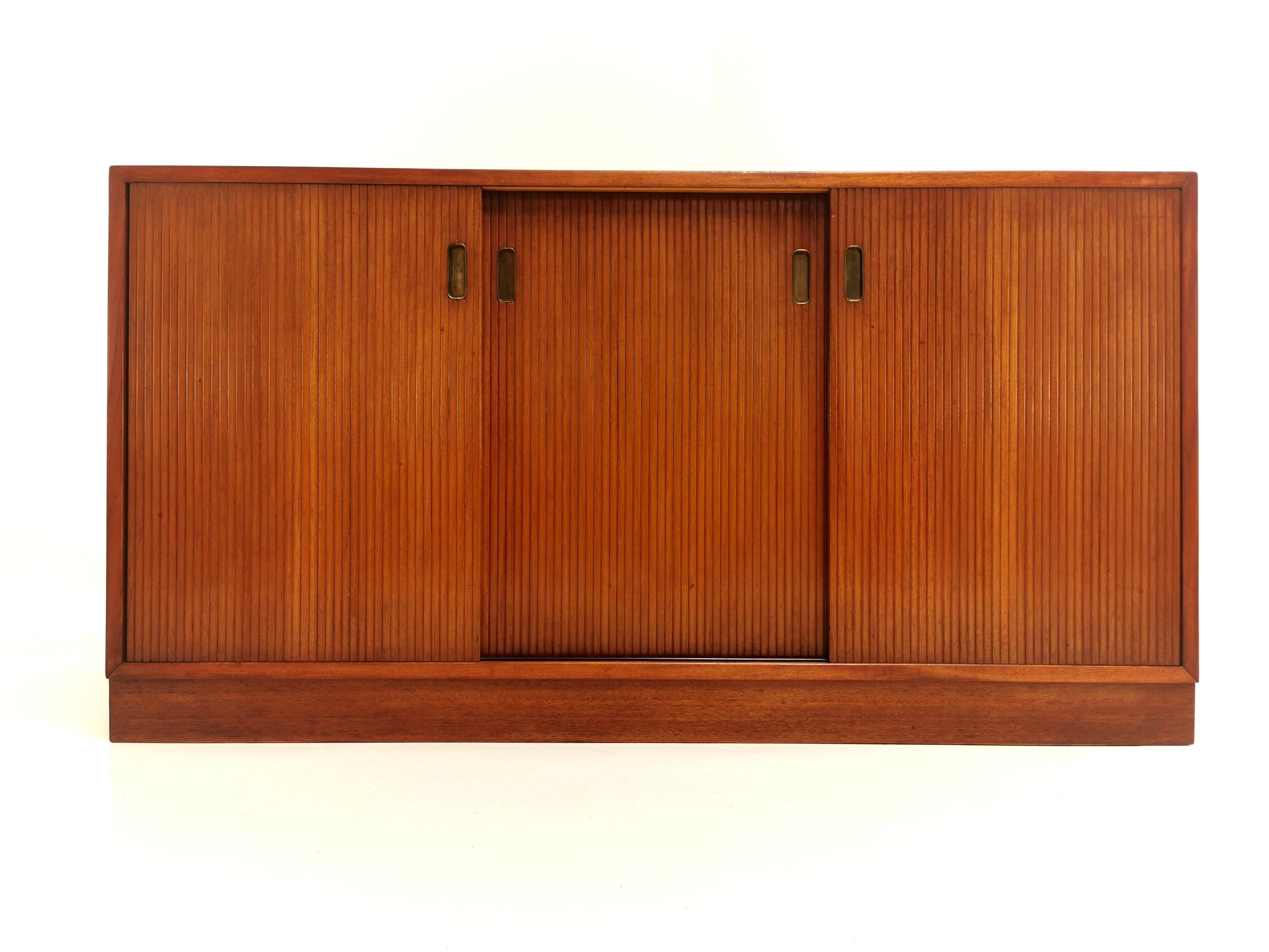 Midcentury Danish Teak Slide Door Sideboard Cabinet, 1970s In Good Condition In STOKE ON TRENT, GB