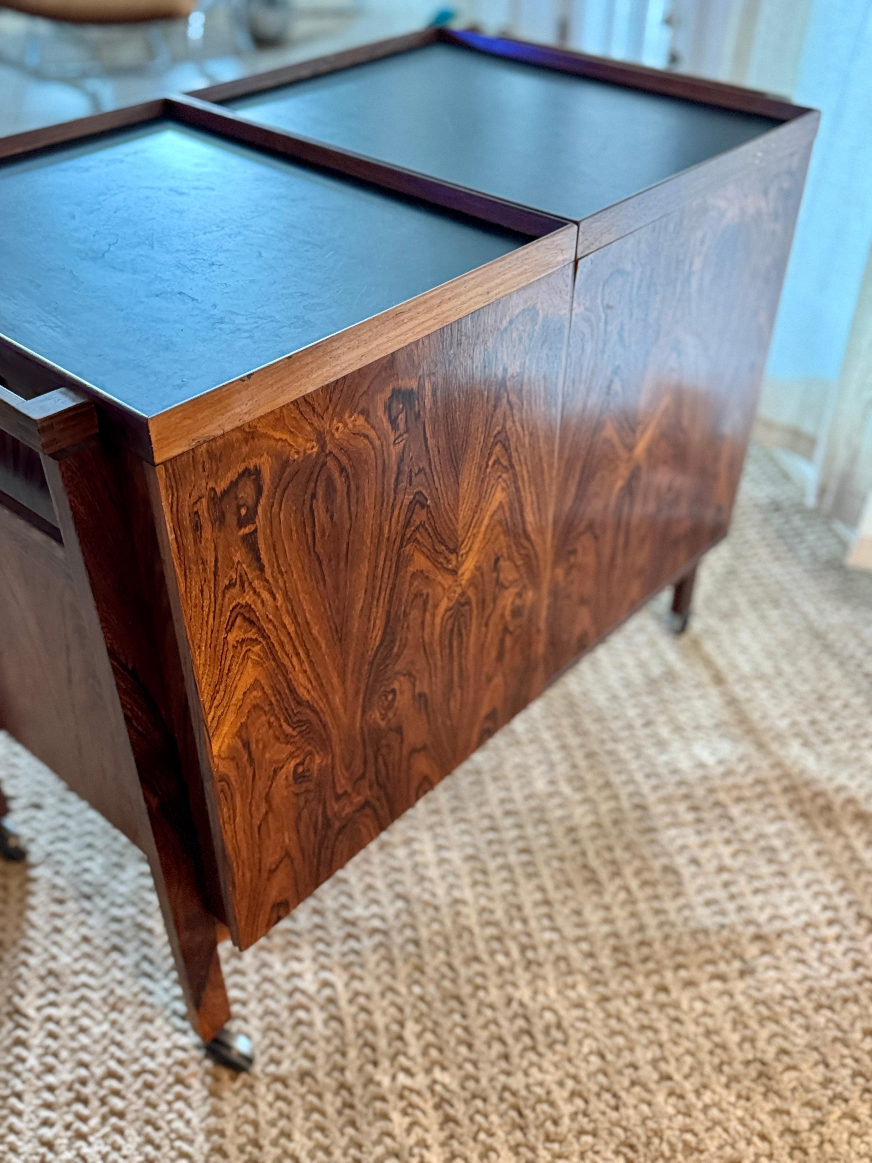 Veneer Mid-Century Danish Teak Storage Cabinet, Sliding Doors, circa 1960s For Sale