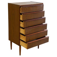 Mid-Century Danish Teak Tall Chest of Drawers – 5 Drawer Highboy Dresser 1960s