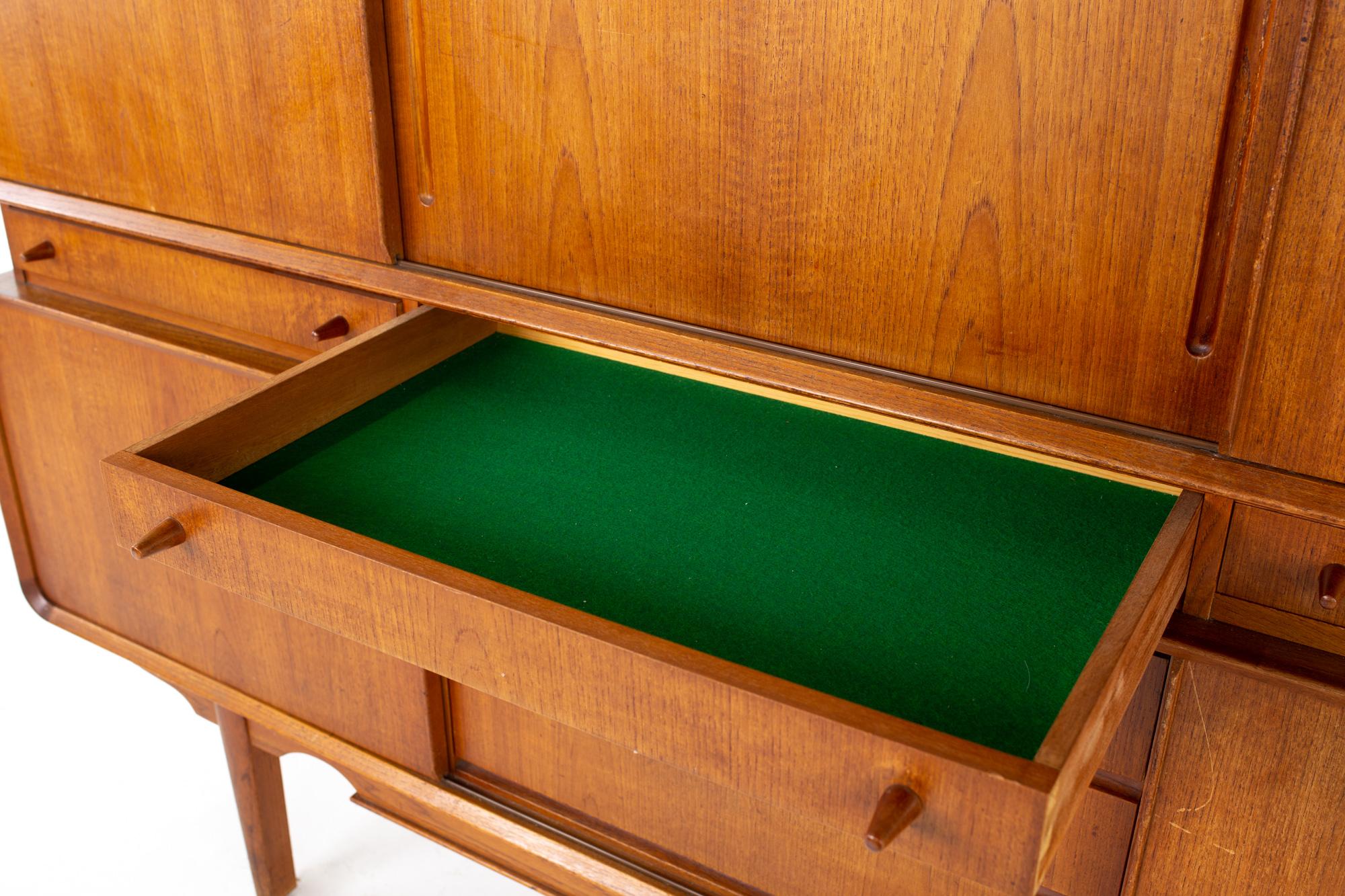 Midcentury Danish Teak Tall Sideboard Buffet Credenza 7