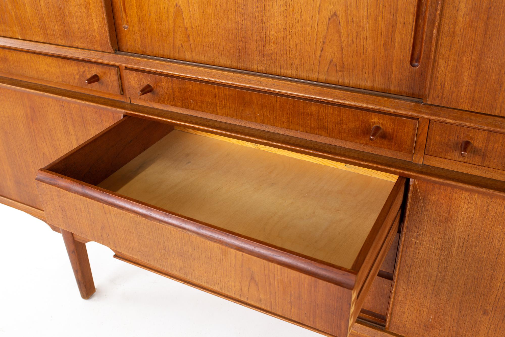 Midcentury Danish Teak Tall Sideboard Buffet Credenza 8