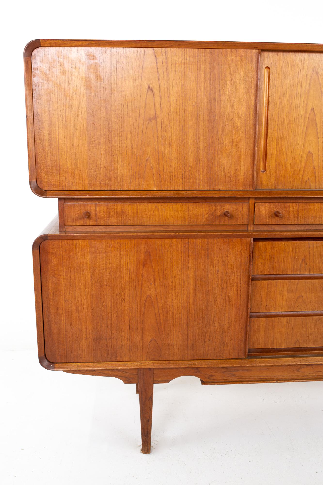 Late 20th Century Midcentury Danish Teak Tall Sideboard Buffet Credenza