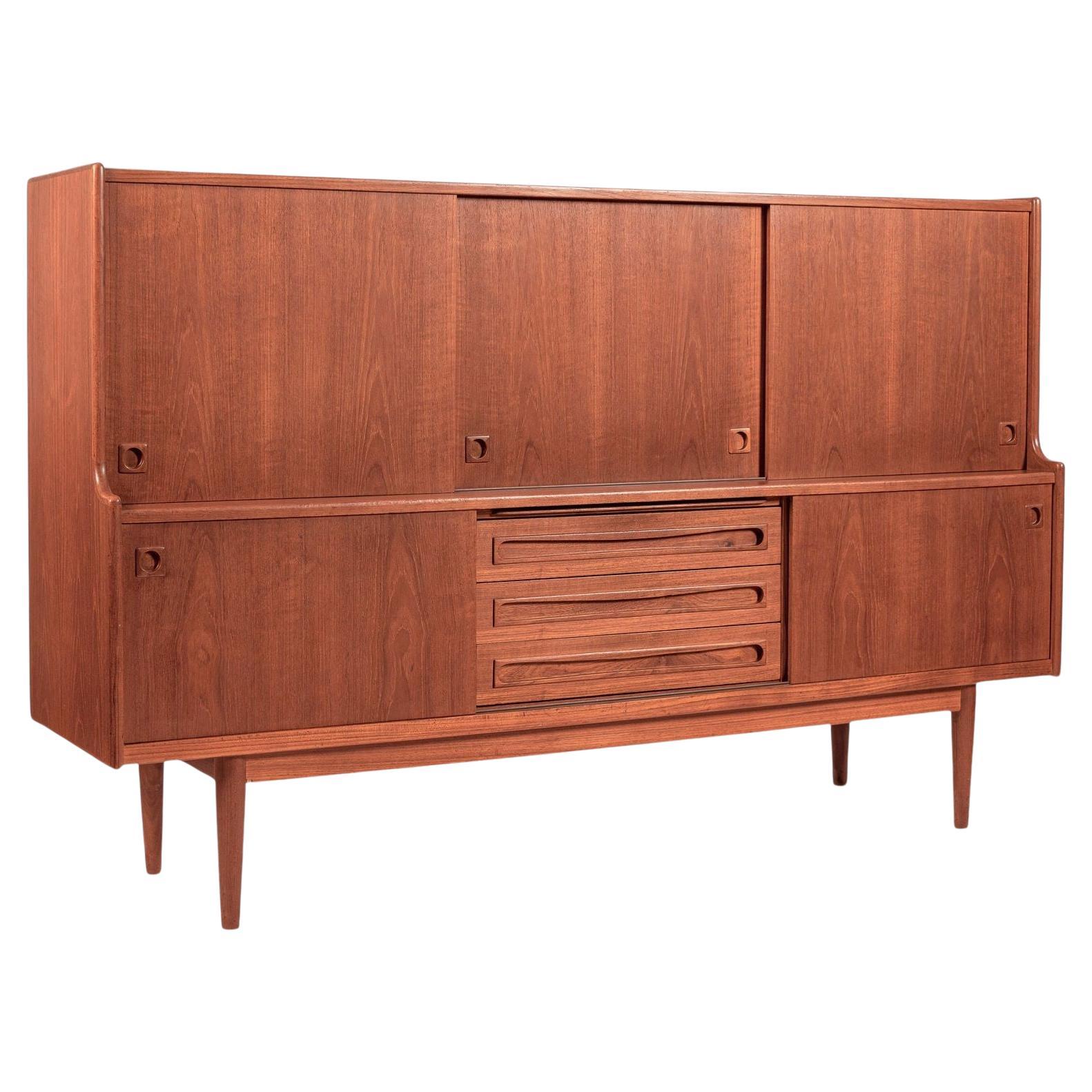 Mid-Century Danish Teak Tall Sideboard or Bar Cabinet by Johannes Andersen For Sale