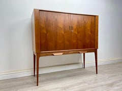 Midcentury Danish Teak Tambour Door Cocktail Cabinet