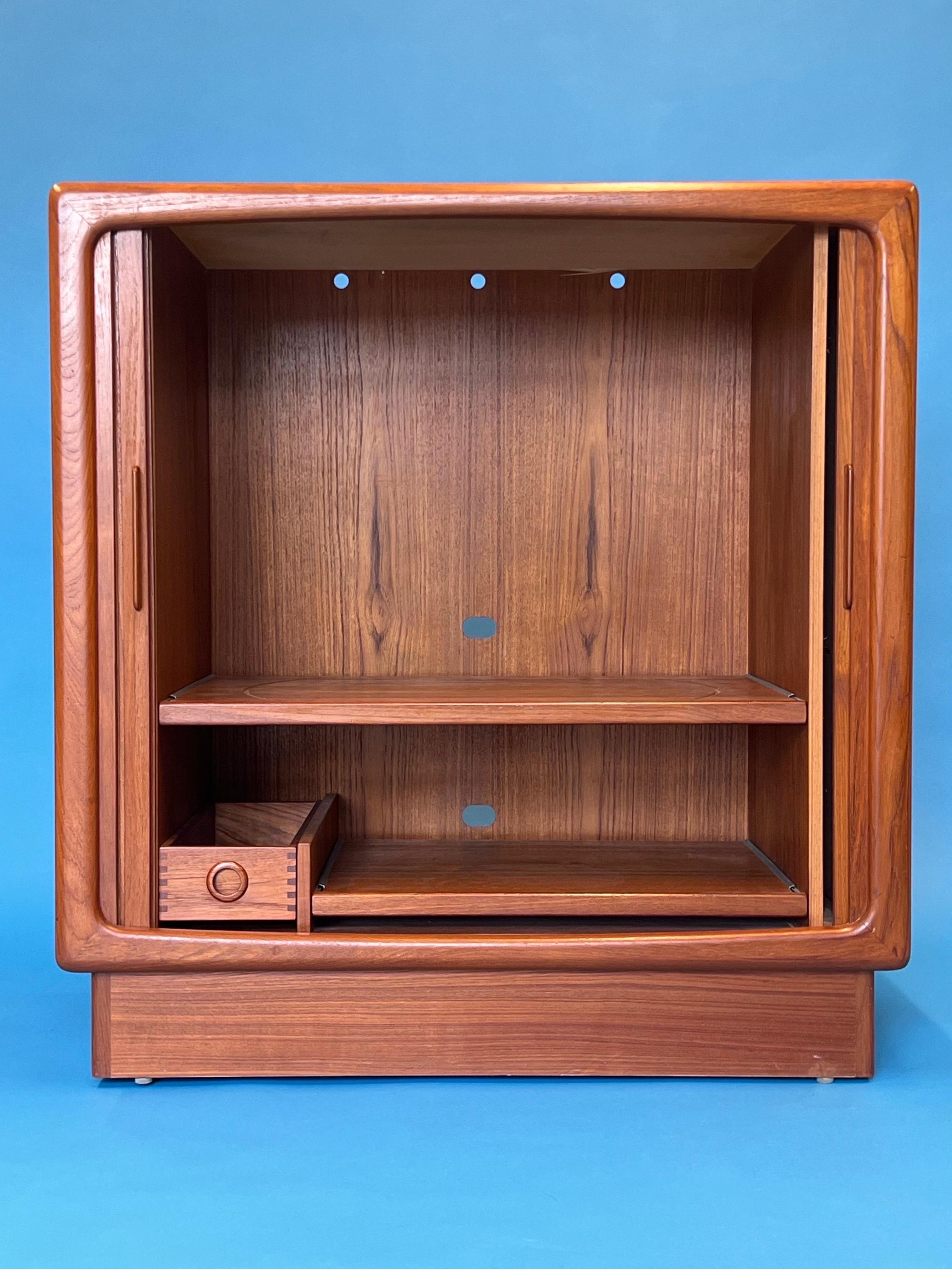 Mid Century Danish Teak Tambour Door Console In Good Condition In Raleigh, NC