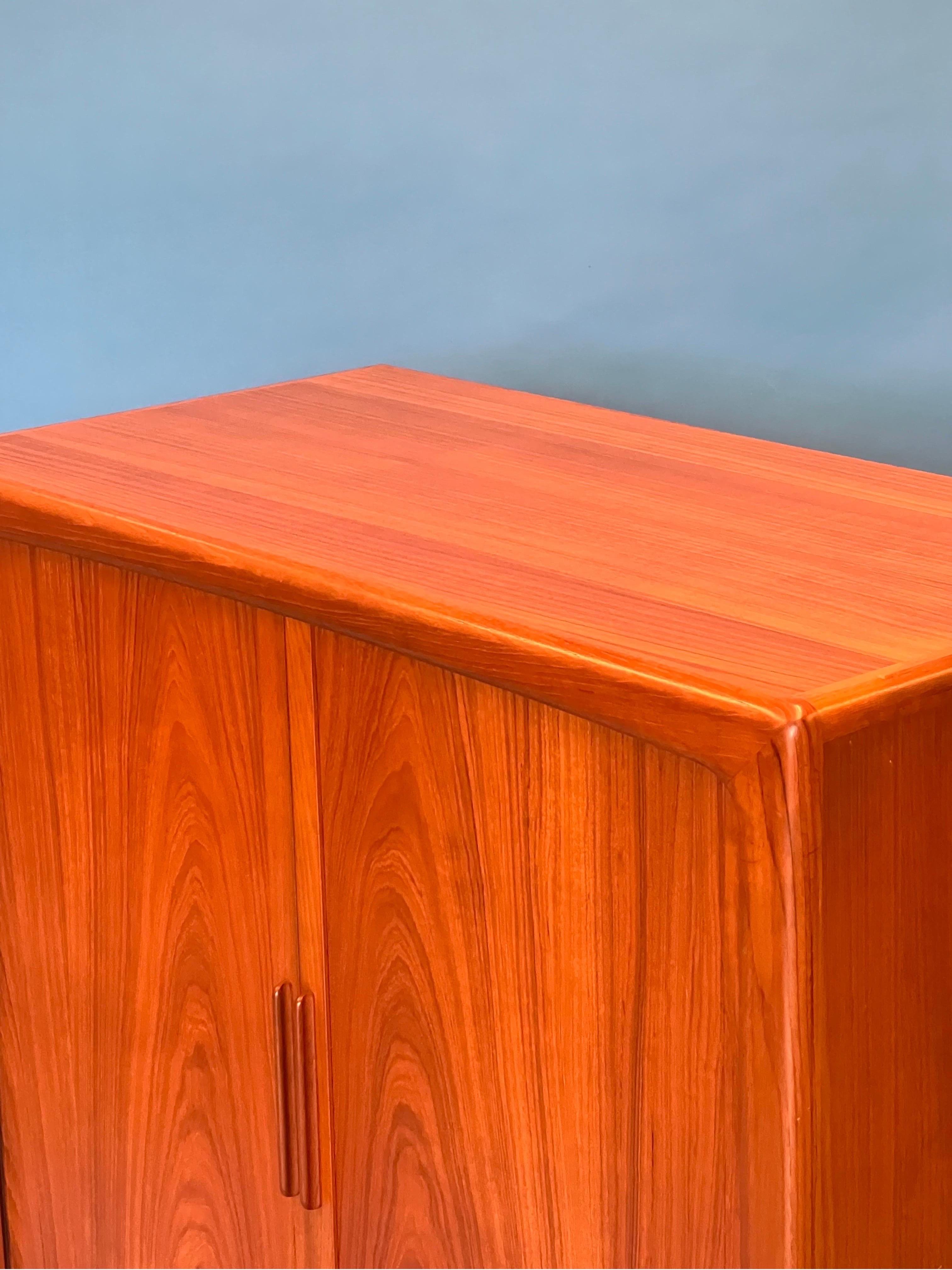 Wood Mid Century Danish Teak Tambour Door Console