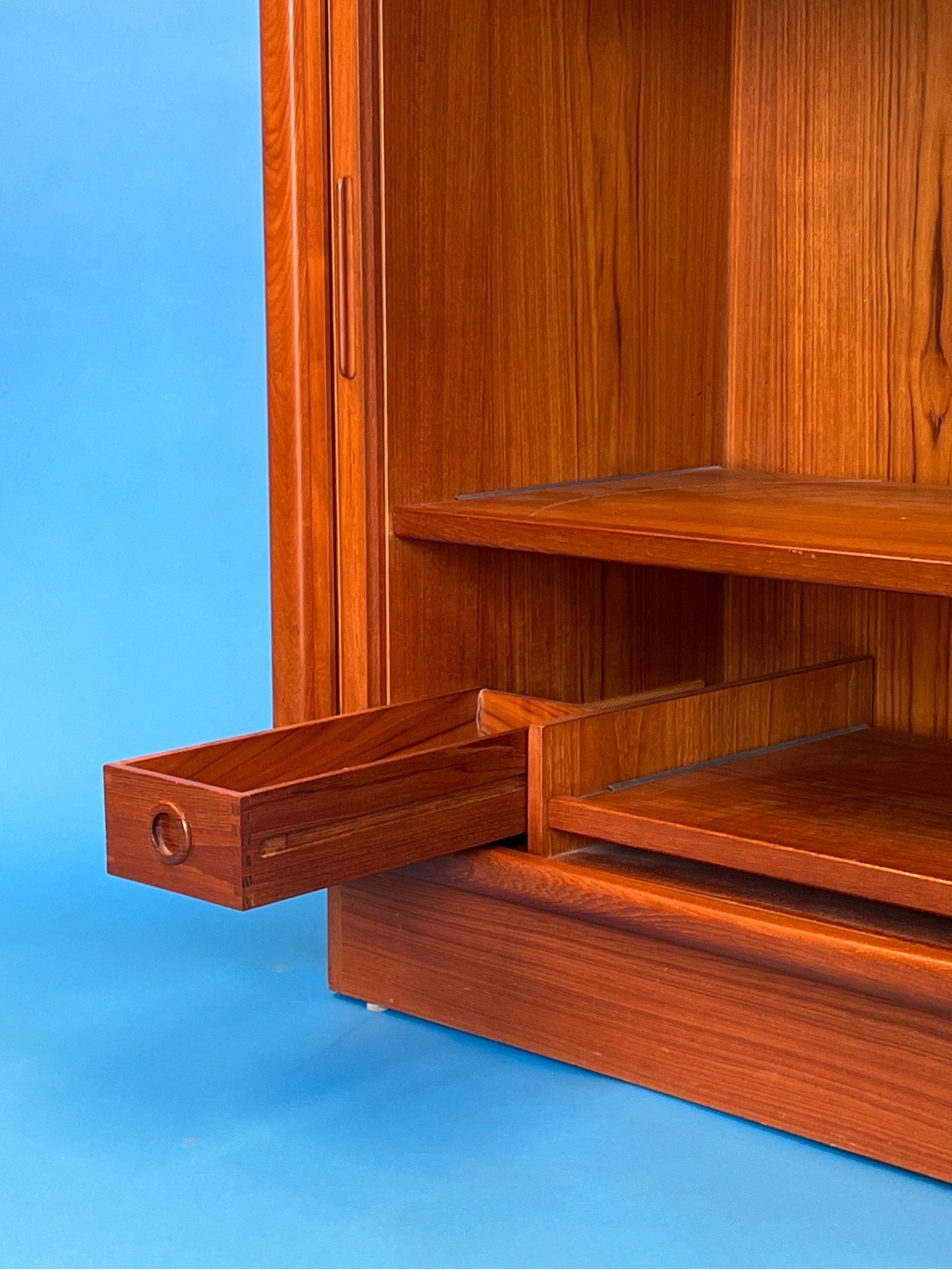 Mid Century Danish Teak Tambour Door Console 1