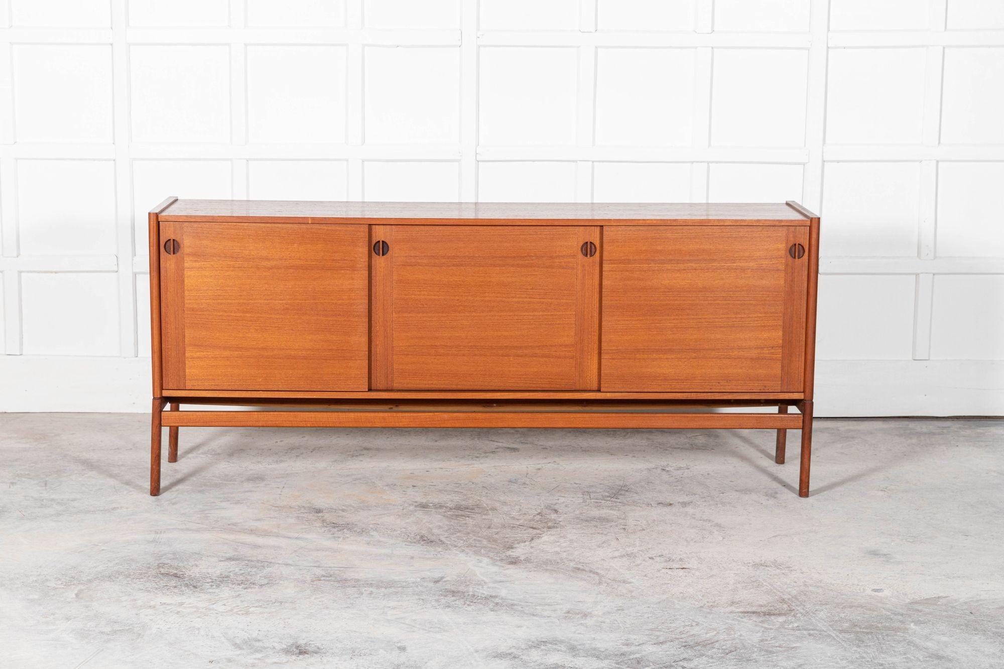 Mid Century Danish Teak Tambour Sideboard In Good Condition For Sale In Staffordshire, GB