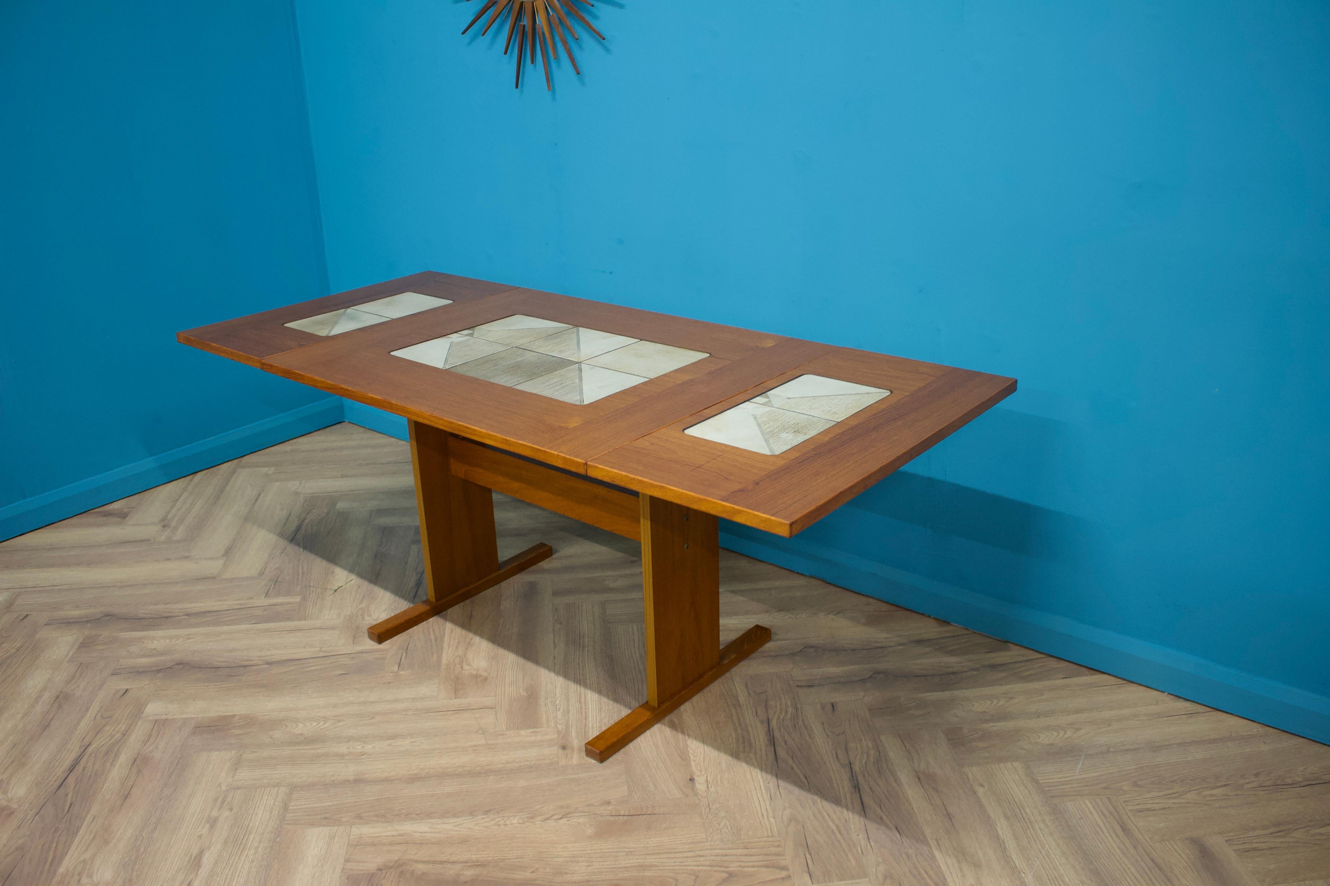 Veneer Mid Century Danish Teak Tiled Extendable Dining Table from Gangso Mobler