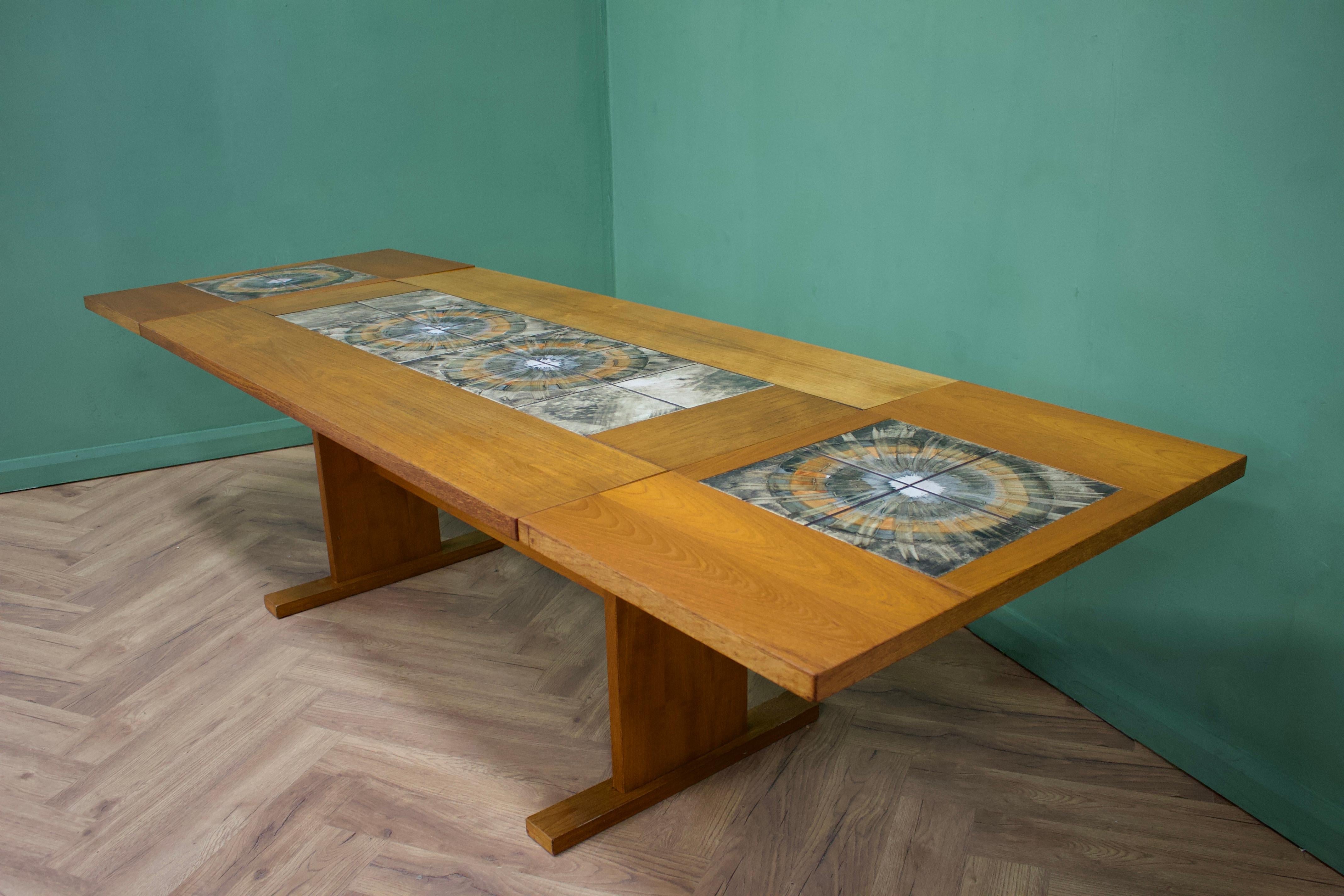 Veneer Mid Century Danish Teak Tiled Extendable Dining Table from Gangso Mobler For Sale