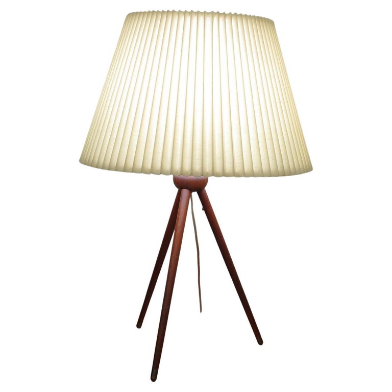 Midcentury Danish Teak Tripod Table Lamp For Sale at 1stDibs