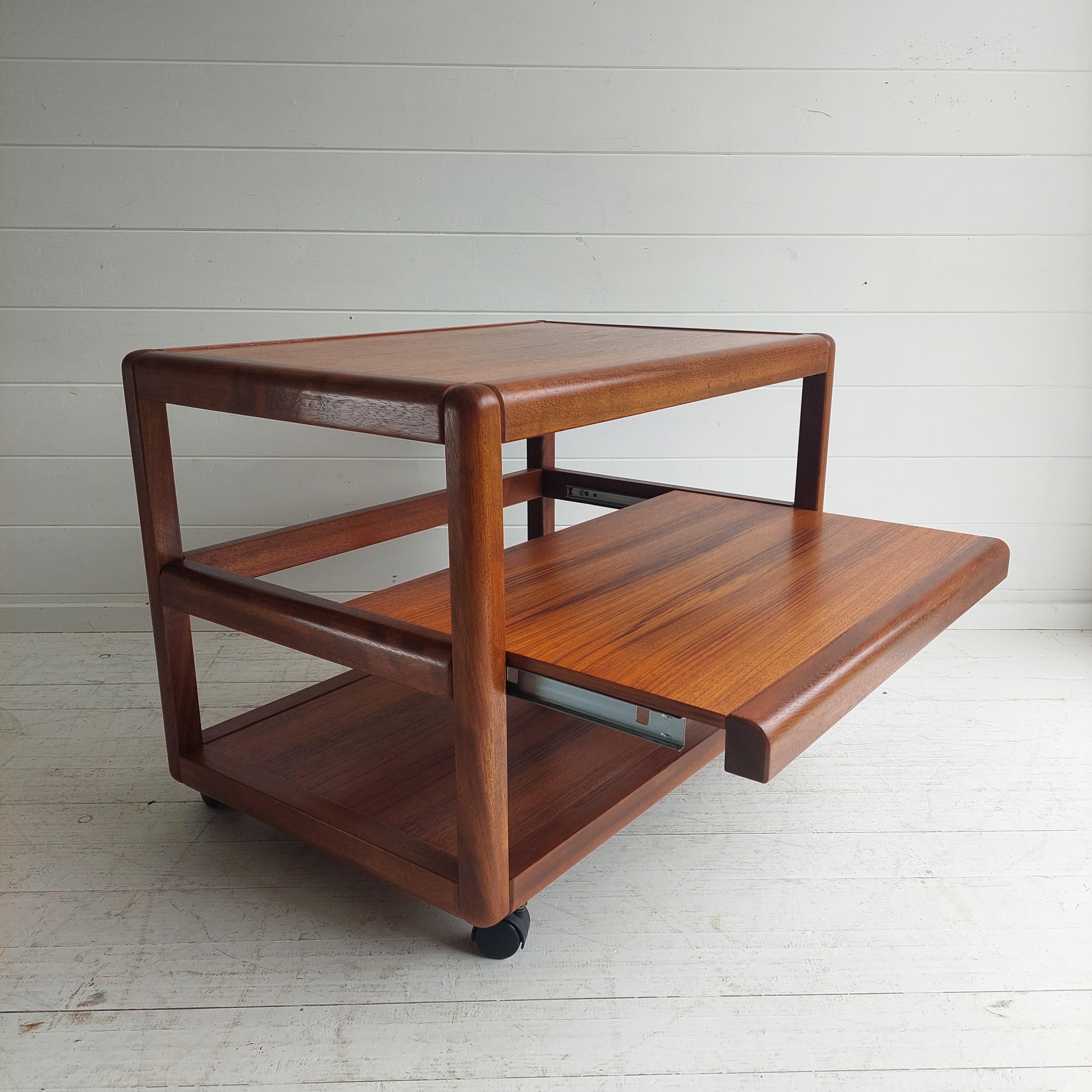 Mid-Century Modern Mid Century Danish Teak Trolley Shelves 60s 70s For Sale