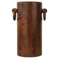 Used Mid-Century Danish Teak Umbrella Stand or Trash Bin with Large Circular Handles