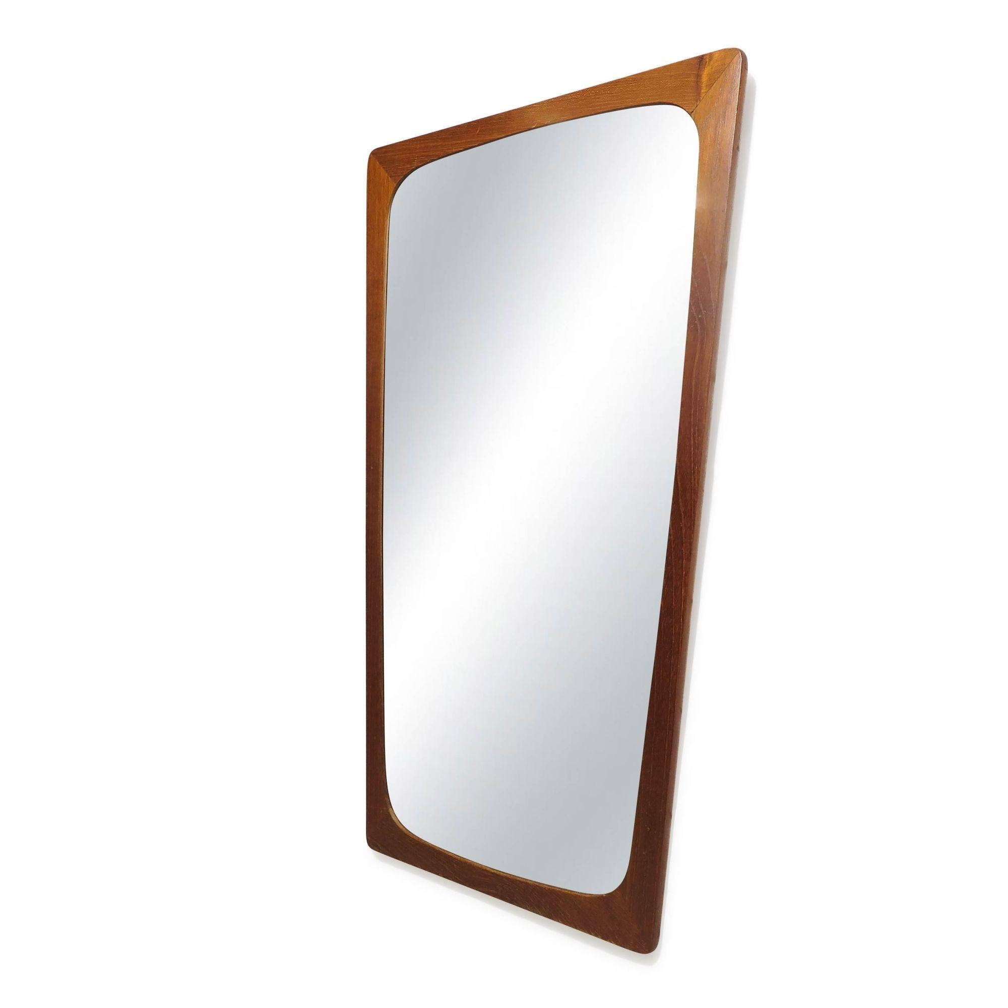 Mid-century Danish Teak Wall Mirror In Good Condition For Sale In Oakland, CA