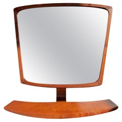 Specchio da parete in teak danese di metà secolo con ripiano, CIRCA 1960
