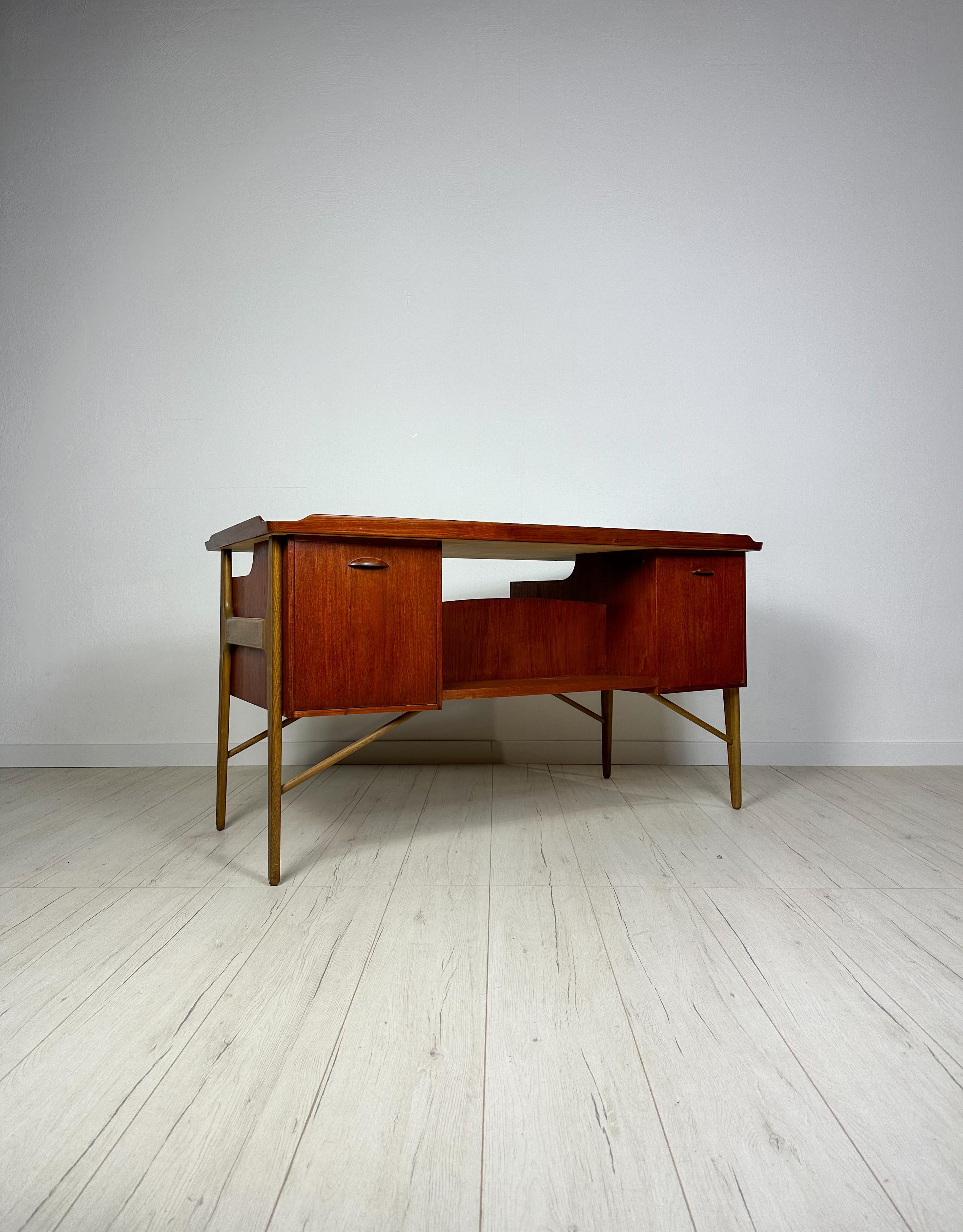 Mid-Century Danish Teak & Walnut Writing Desk by Svend Åge Madsen, 1960s 9
