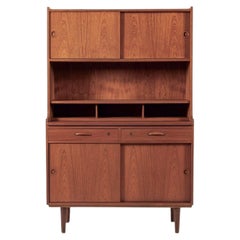 Mid Century Danish Teak Wood Bookcase Cabinet & Secretary Desk 1960s