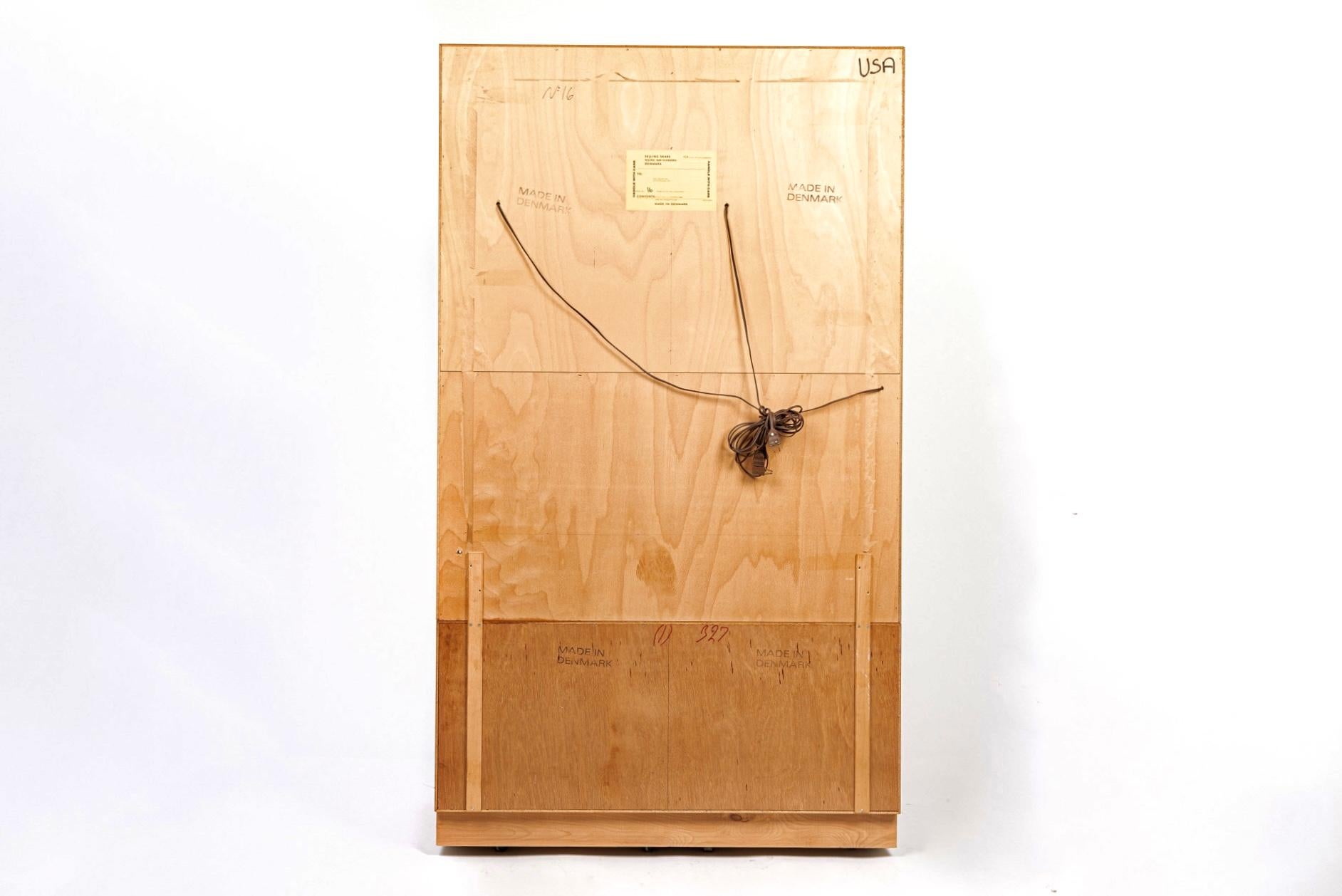 Mid Century Danish Teak Wood Display Cabinets with Glass Doors & Drop-down 1