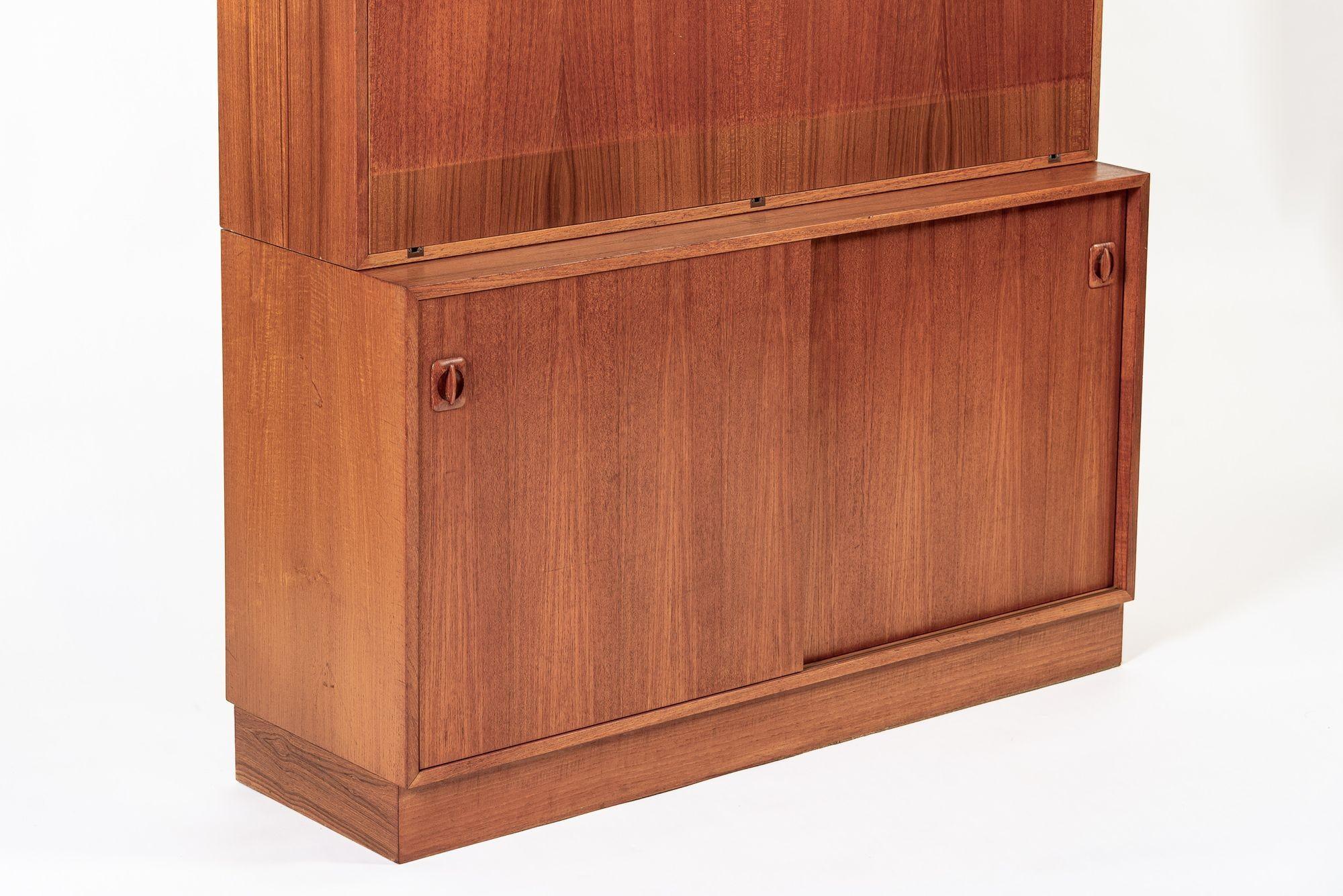 Mid Century Danish Teak Holz Drop-Down-Sekretär-Schreibtisch Wandeinheit im Angebot 8